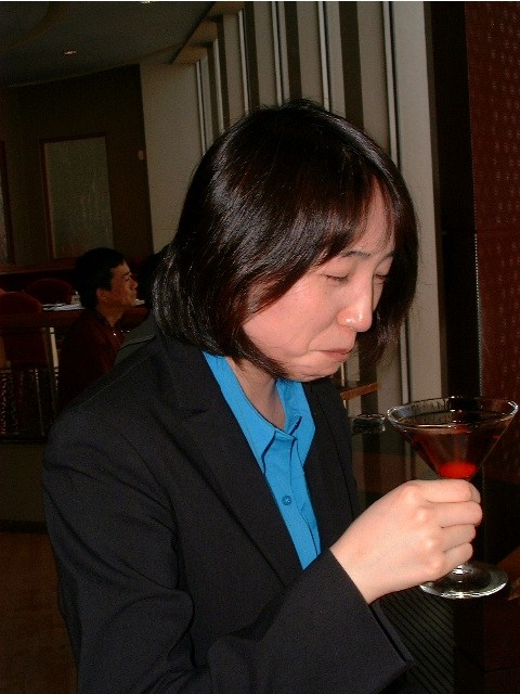 Noriko on the Windows of the World. Manhattan World Trade Center. 107th Floor.